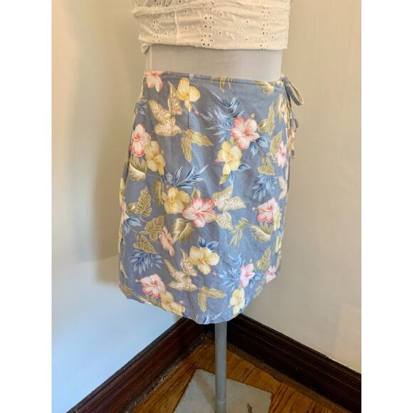 Jennifer Moore VTG y2k 90s 2000s Floral Wrap Skort Tie Skirt Tropical 6 Cotton - Picture 10 of 16